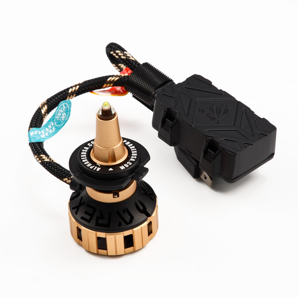 AlphaRex Gold Ammo Panoramic LED Light Bulbs - H7 - 110008 by AlphaRex - angle view