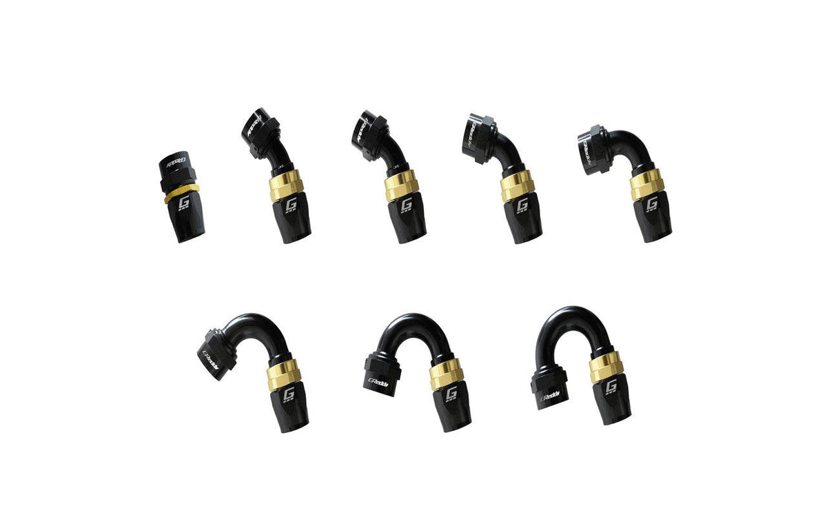 GReddy - GReddy -04 AN Swivel Hose End(s) - Black / Gold anodized - 12800412