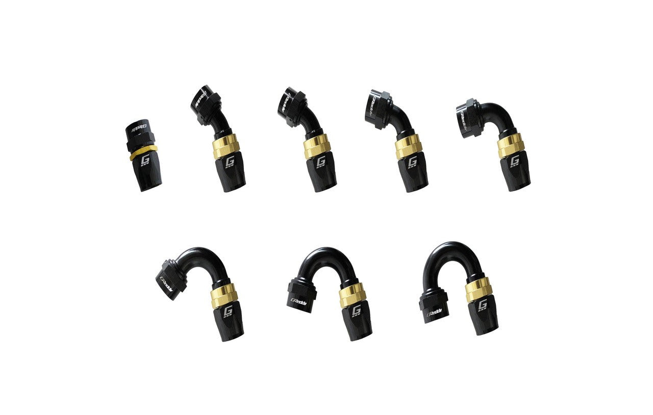 GReddy - GReddy -04 AN Swivel Hose End(s) - Black / Gold anodized - 12800400