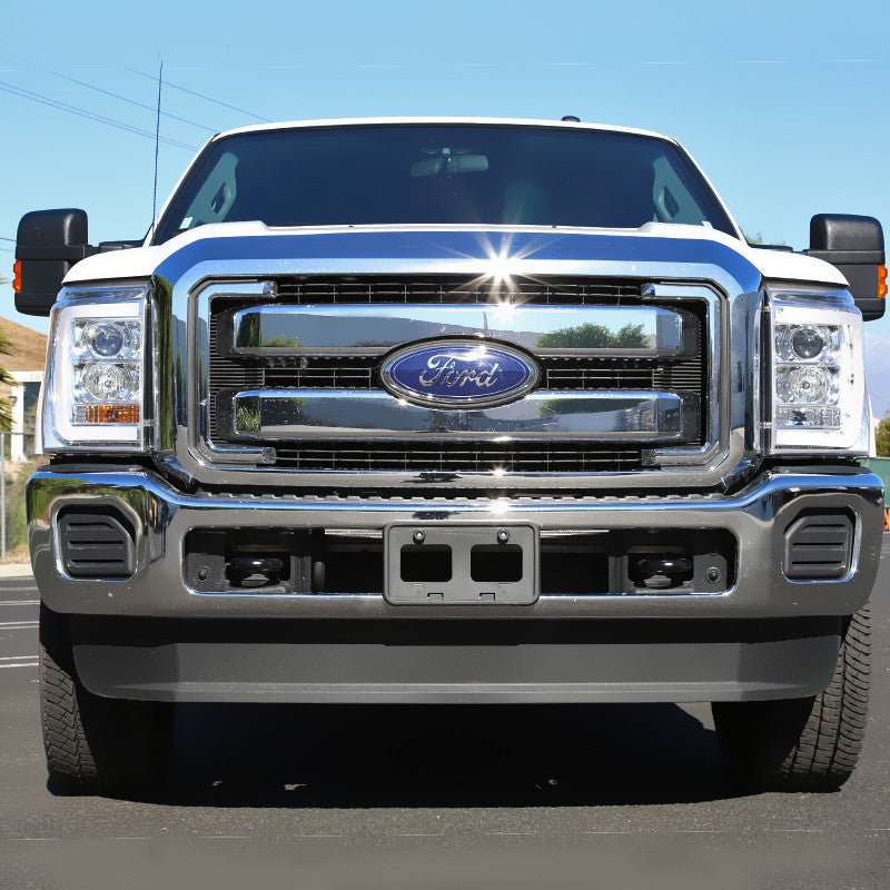 Spec-D Tuning - 2011-2016 Ford F-250/F-350/F-450/F-550 SuperDuty Chrome ABS Grille Overlay - HG-F25011C-MD-GL