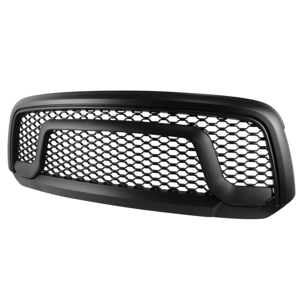 Spec-D Tuning - 2013-2018 Dodge RAM 1500 Matte Black ABS Rebel Style Honeycomb Mesh Grille - HG-RAM1315BB-GL