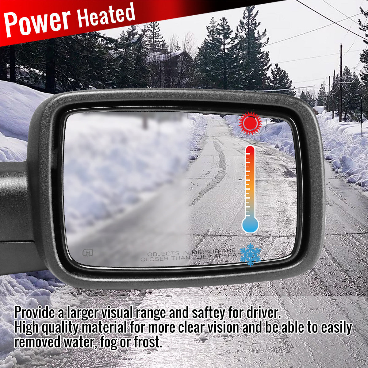 Spec-D Tuning - 2013-2019 Dodge RAM Chrome Power Adjustable, Auto-Fold, & Heated Side Mirror w/ LED Turn Signal & Puddle Light - Passenger Side Only - RMV-RAM13CHP-AT-FS-R