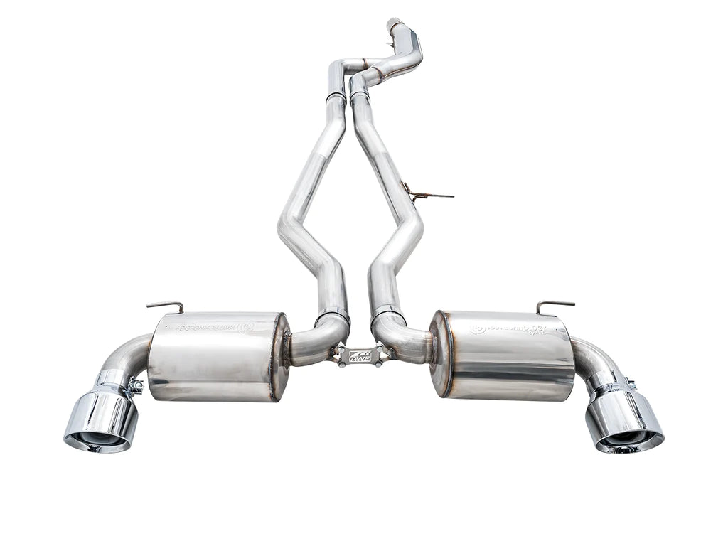 AWE 2020 Toyota Supra A90 Resonated Touring Edition Exhaust - 5in Chrome Silver Tips - 3015-32118
