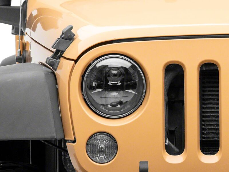 Raxiom 07-18 Jeep Wrangler JK Axial Series DB1 LED Headlights- Black Housing- Clear Lens - J181074 - close-up view 6