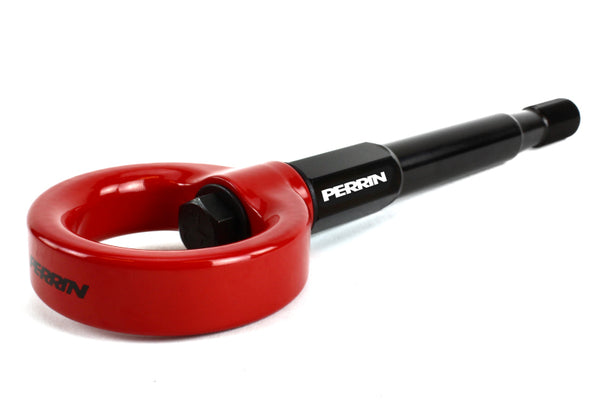 Perrin 08-14 Subaru WRX/STI Hatchback Tow Hook Kit (Rear) - Red - PSP-BDY-250RD for 2008-2021 Subaru WRX STI - front view