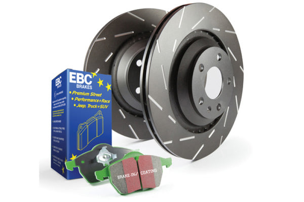 EBC S2 Kits Greenstuff Pads and USR Rotors - S2KF1389 for 2012 Fiat 500 - front view