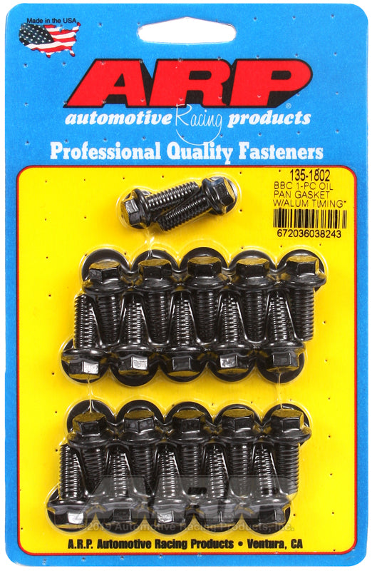ARP BB Chevy 1-pc Oil Pan Gasket w/ Alum Timing Cover Hex Bolt Kit - 135-1802