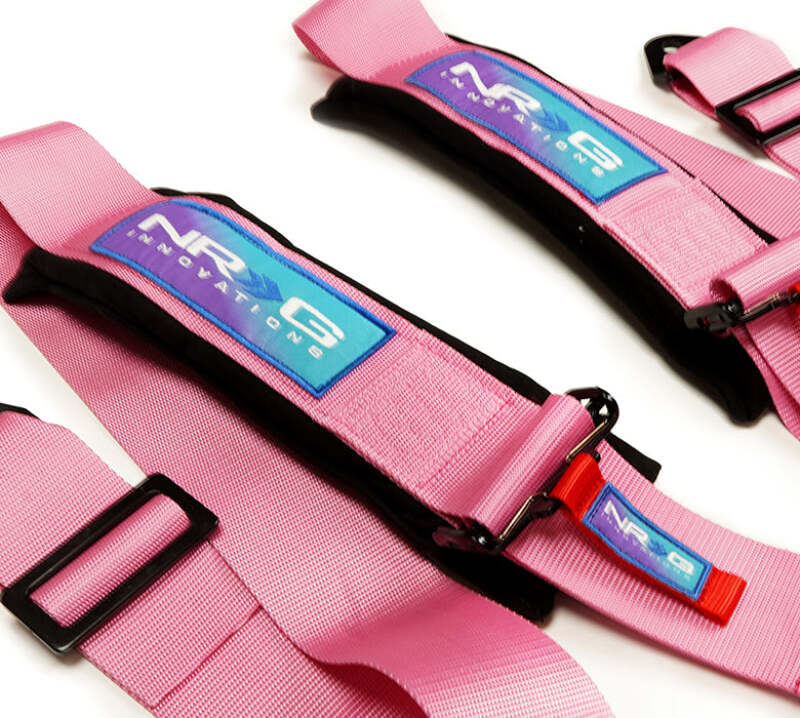 NRG 5PT 3in. Seat Belt Harness / Cam Lock - Pink - SBH-B6PCPK - close-up view 2 3 4