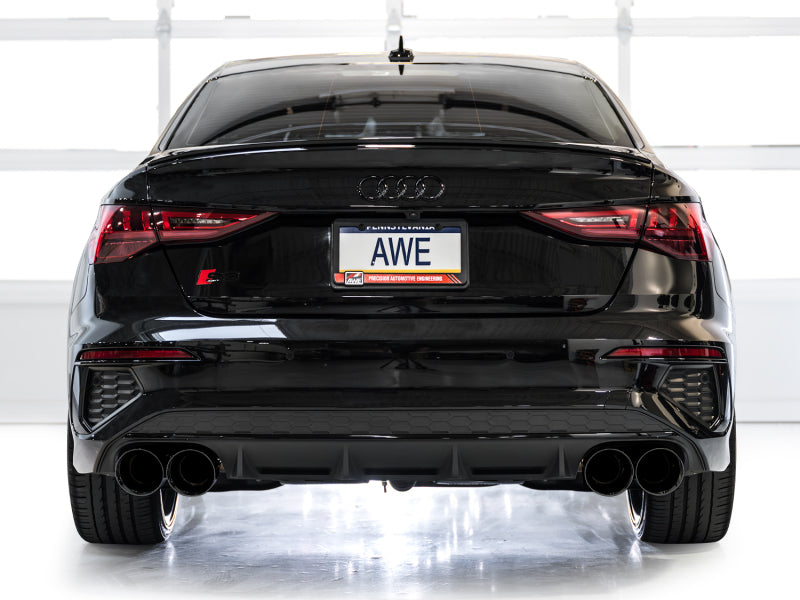 AWE 22-24 Audi 8Y S3 Track Edition Exhaust  - Diamond Black Tips - 3020-43897