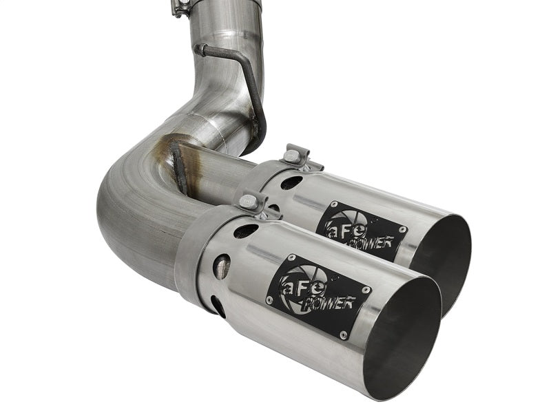 aFe Victory Series 4in 409-SS DPF-Back Exhaust w/ Dual Polished Tips 2017 GM Duramax V8-6.6L(td) L5P - 49-44089-P