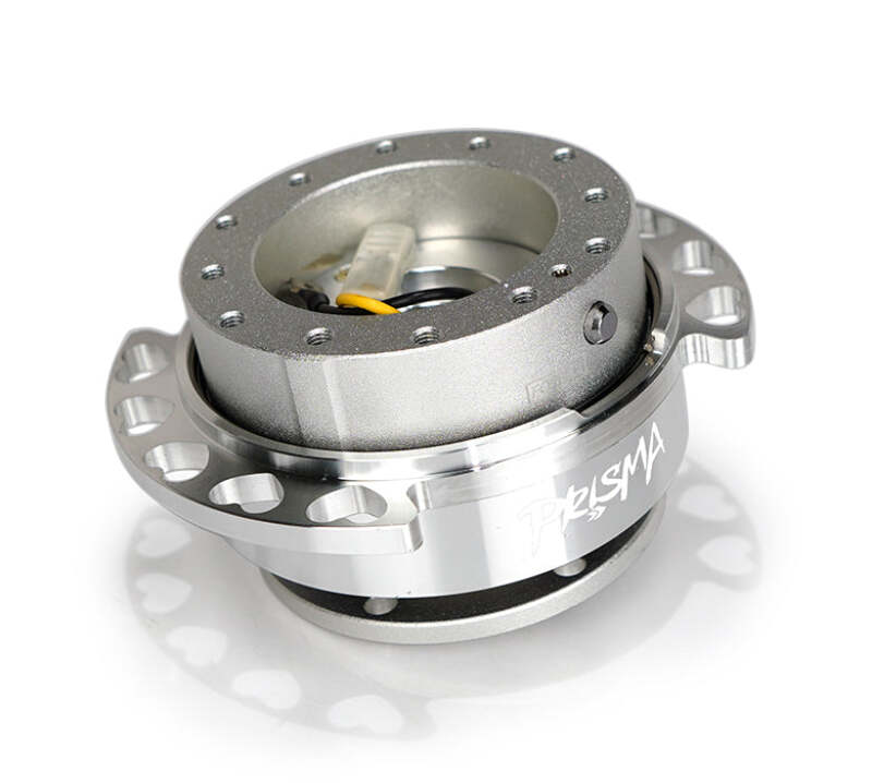 NRG Quick Release Kit - Silver Body/ Shinny Chrome Heart Cutout Ring - SRK-222SL-SL - front view