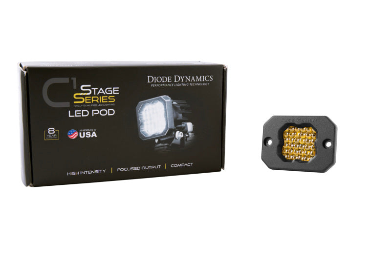 Diode Dynamics Stage Series C1 LED Pod Sport - Yellow Flood Flush ABL Each - DD6473S