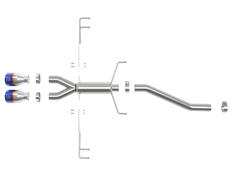 aFe Takeda 2.5in 304SS Axle-Back Exhaust System 17-19 Honda Civic Type R L4-2.0L (t) - BL Flame Tip - 49-36626-L