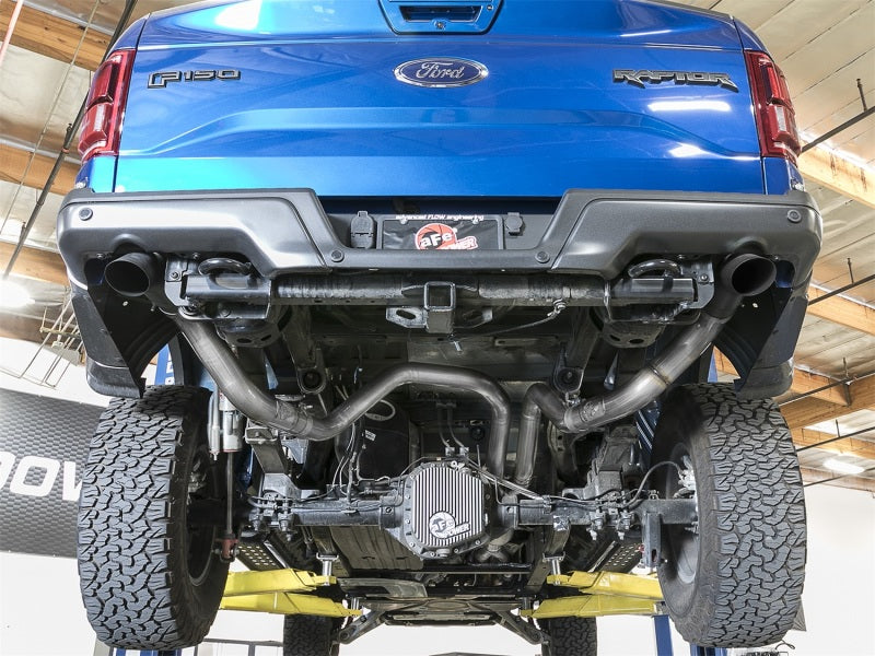 aFe MACH Force-Xp Cat-Back Exhaust w/Dual Hi-Tuck Tips Black 17-18 Ford F-150 Raptor V6-3.5L (tt) - 49-33095-B