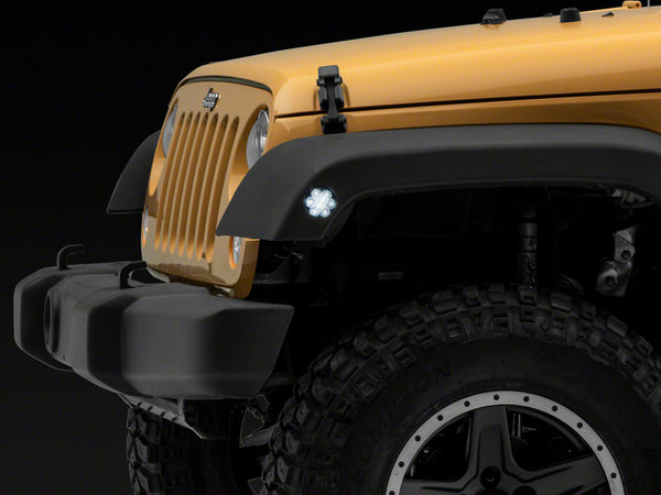 Raxiom 07-18 Jeep Wrangler JK Axial Series Whiite LED Side Marker Lights- Smoked - J163060 for 2007-2018 Jeep Wrangler - fron