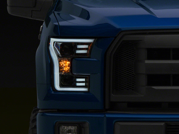 Raxiom 15-17 Ford F-150 Projector Headlights w/ LED Accent- Chrome Housing (Clear Lens) - T542715 for 2015-2017 Ford F 150 - 