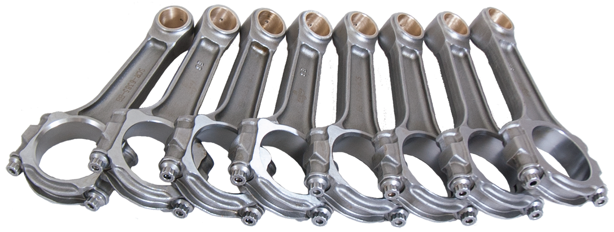 Eagle Chevrolet BB 6.385in 6.385in 5140 Steel 7/16in ARP2000 Bolts I-Beam Connecting Rods - Set of 8 - SIR6385B2000 - front view