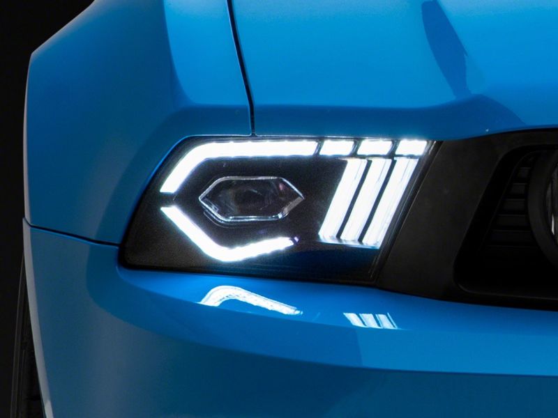Raxiom 10-12 Ford Mustang w/ Factory Halogen LED Projector Headlights- Blk Housing (Clear Lens) - 422461