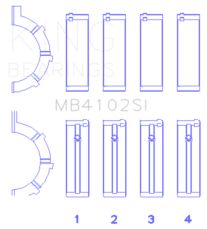 King Engine Bearings Chrysler 226 (3.7L) (Size +0.25mm) Main Bearing Set - MB4102SI0.25