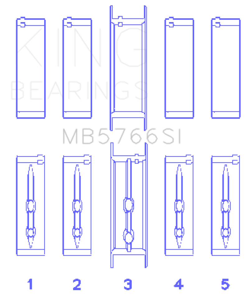 King GM LS1/2/4/6 (Housing Bore +.010) (Size STD) Main Bearing Set - MB5766SI