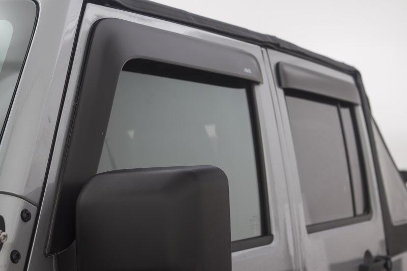 AVS 07-18 Jeep Wrangler Unlimited Ventvisor &amp; Aeroskin Deflector Combo Kit - Matte Black - 56034060
