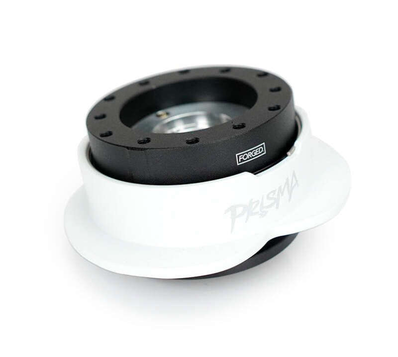 NRG Heart Quick Release Kit Gen 143 - Black Body / White Heart Ring - SRK-143BK-WT - close-up view 2 3 4 5 6