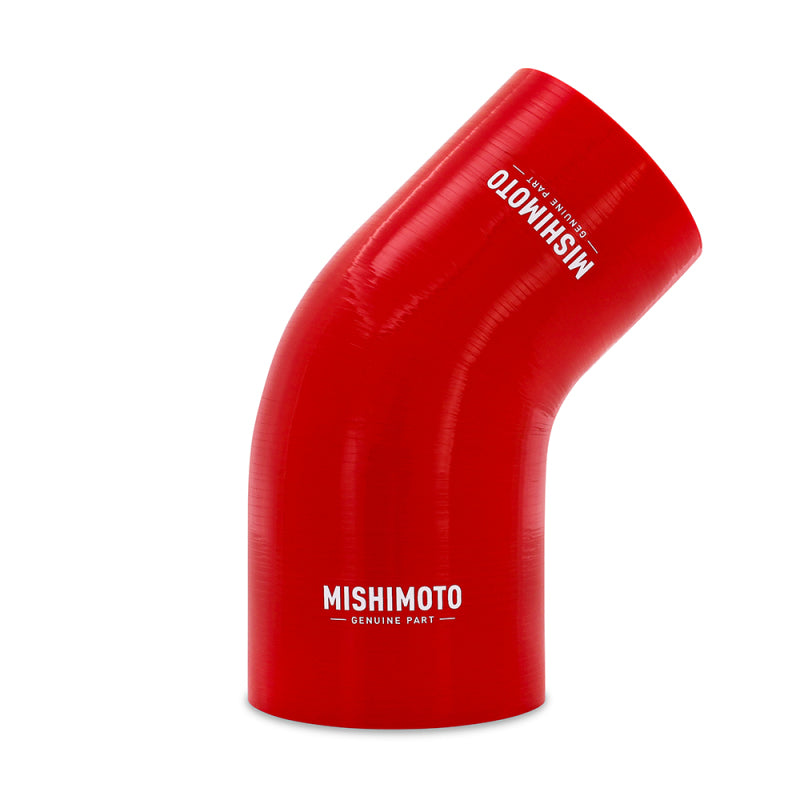 Mishimoto Silicone Reducer Coupler 45 Degree 3.5in to 4in - Red - MMCP-R45-3540RD by Mishimoto - front view