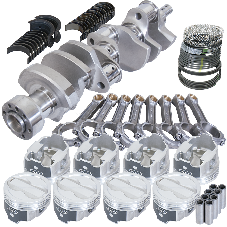 Eagle Chevy 350 1Pc 3.750in Crank 5.700in I-Beam Rods -18cc 4.030in Pistons Balanced Assembly - B62304L030 - front view