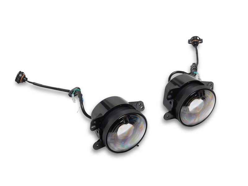 Raxiom 07-18 Jeep Wrangler JK V2 LED Switchback Fog Lights with Amber Turn Signal and Halo Rings - J239000 - front view