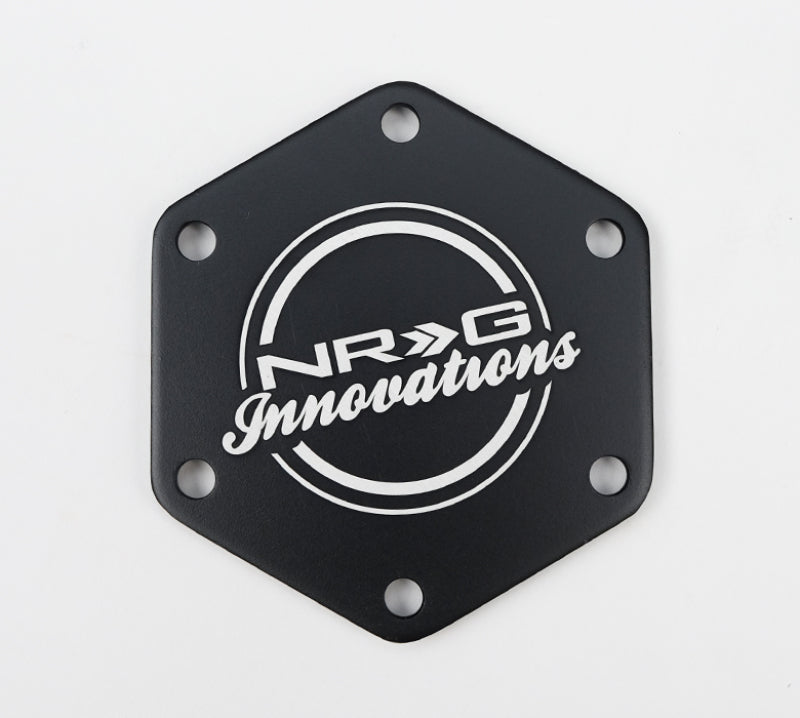 NRG Carbon Fiber w/ Green Texalium Fabrics Horn Delete Button Circular Logo Front/ Back - STR-640CF/GN - front view