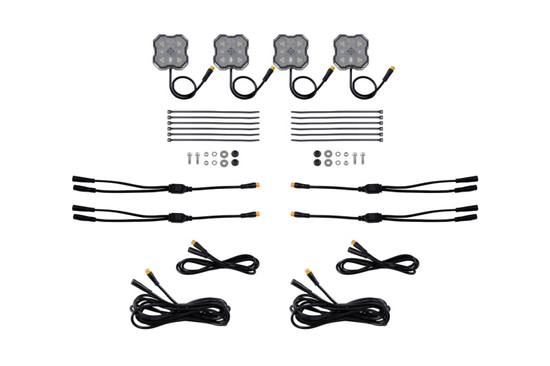Diode Dyamics Rock Light - Red/White - M8 Add-On 4-Pack - DD8751