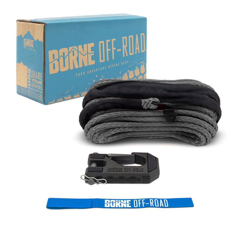 Borne Off-Road Winch Hook - 3/8in Rope - Hand Strap - Grey - BNWN-SR-38-85KGR