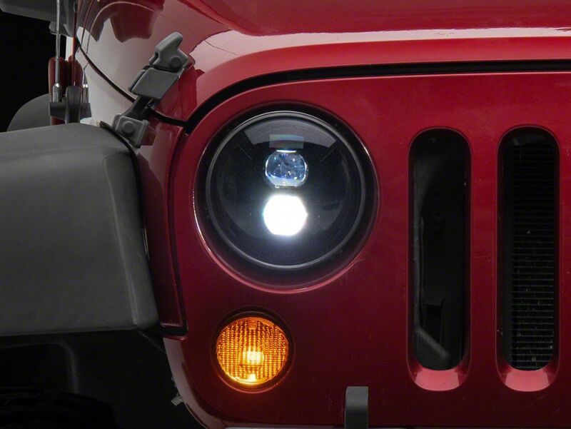Raxiom 07-18 Jeep Wrangler JK Axial Series DB2 LED Headlights- Black Housing- Clear Lens - J181075 - front view