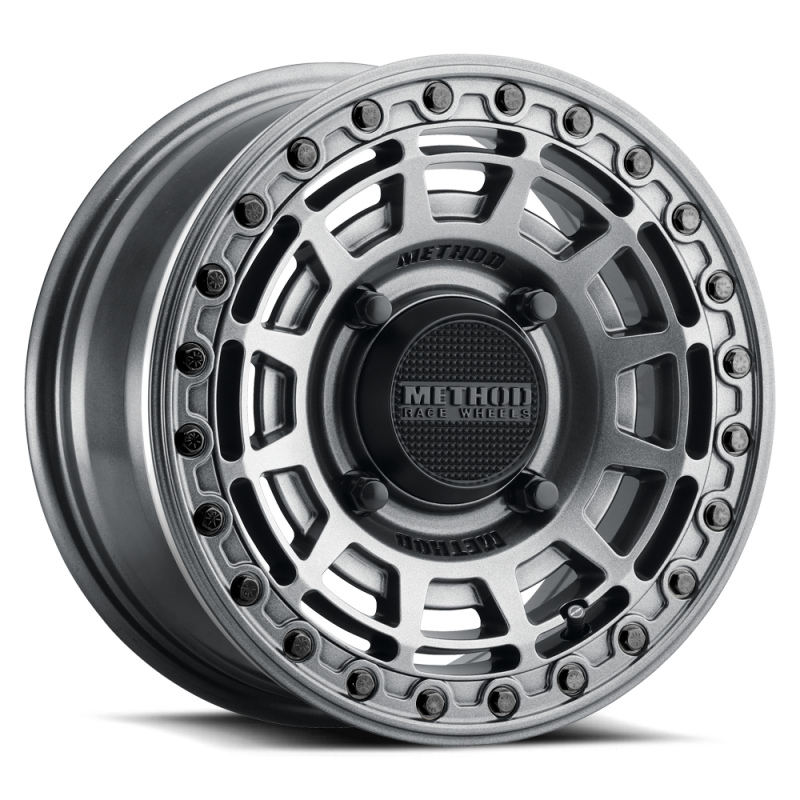Method MR415 Beadlock 15x7 / 5+2/38mm Offset / 4x156 / 132mm CB Graphite Wheel - Gloss Graphite Ring - MR415570461252B