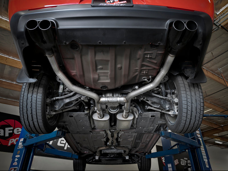 aFe MACH Force-Xp 2-1/2in 304 SS Cat-Back Exhaust 15-21 Dodge Challenger V6-3.6L - Quad Black Tip - 49-32067-B