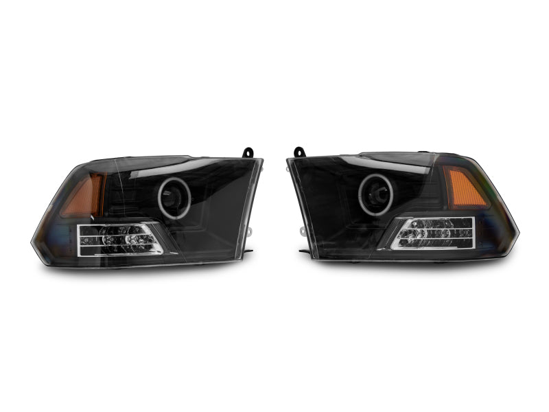 Raxiom 09-18 RAM 1500 Super White LED Halo Projector Headlights- Black Housing (Clear Lens) - R110150
