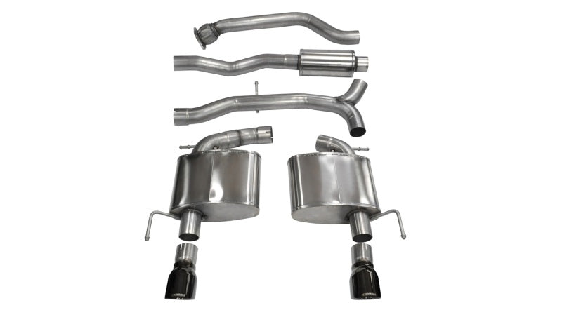 Corsa 2013-2019 Cadillac ATS Sedan 2.0L A/T Black Sport Dual Rear Cat-Back Exhaust - 14888BLK