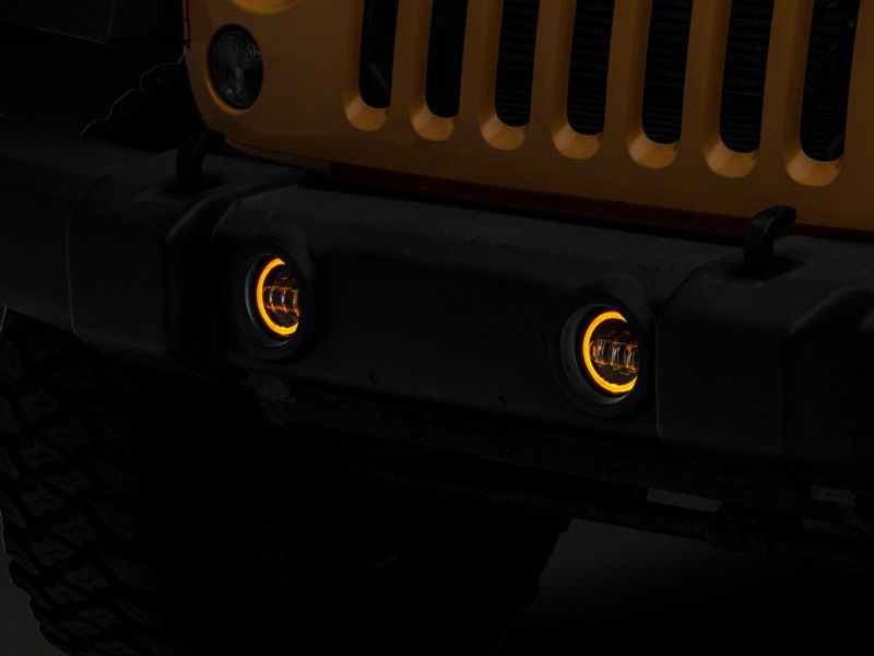Raxiom 07-18 Jeep Wrangler JK Axial Series Halo LED Fog Lights- Amber - J141994
