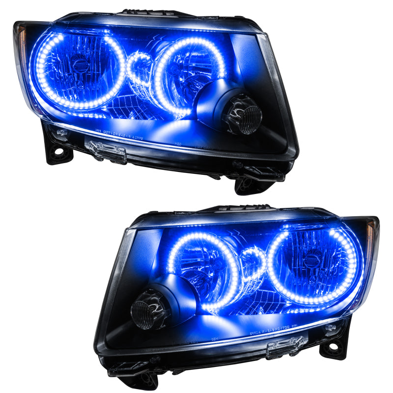 Oracle 11-13 Jeep Grand Cherokee Pre-Assembled Halo Headlights (Non HID) Chrome - Blue SEE WARRANTY - 7070-002