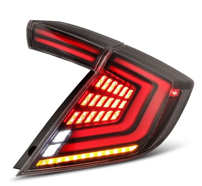 AlphaRex 16-21 Honda Civic Hatchback/ Type-R FK8 Nova-Series LED Tail Lights (Pair) - Alpha Black - 676000