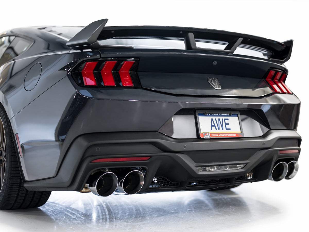 AWE 2024 Ford Mustang Dark Horse S650 RWD SwitchPath Catback Exhaust w/ Quad Chrome Silver Tips - 3025-42375