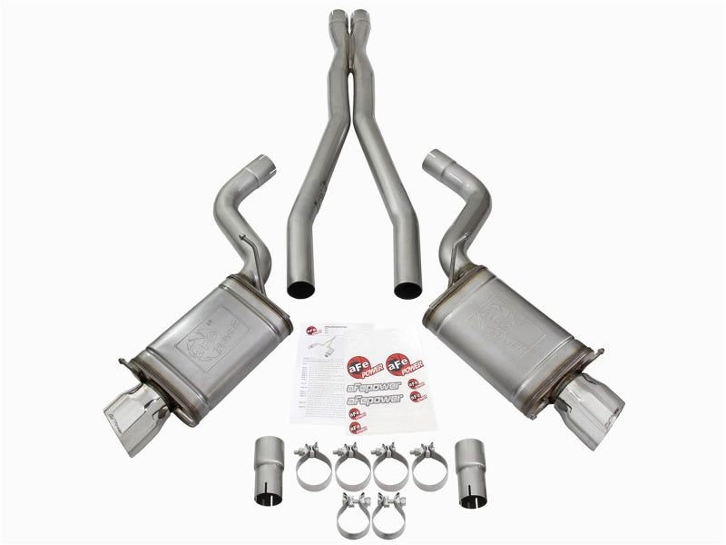 aFe Mach Force-Xp 3in CB Stainless Steel Dual Exhaust System w/Polished Tips 09-15 Cadillac CTS-V - 49-34063-P