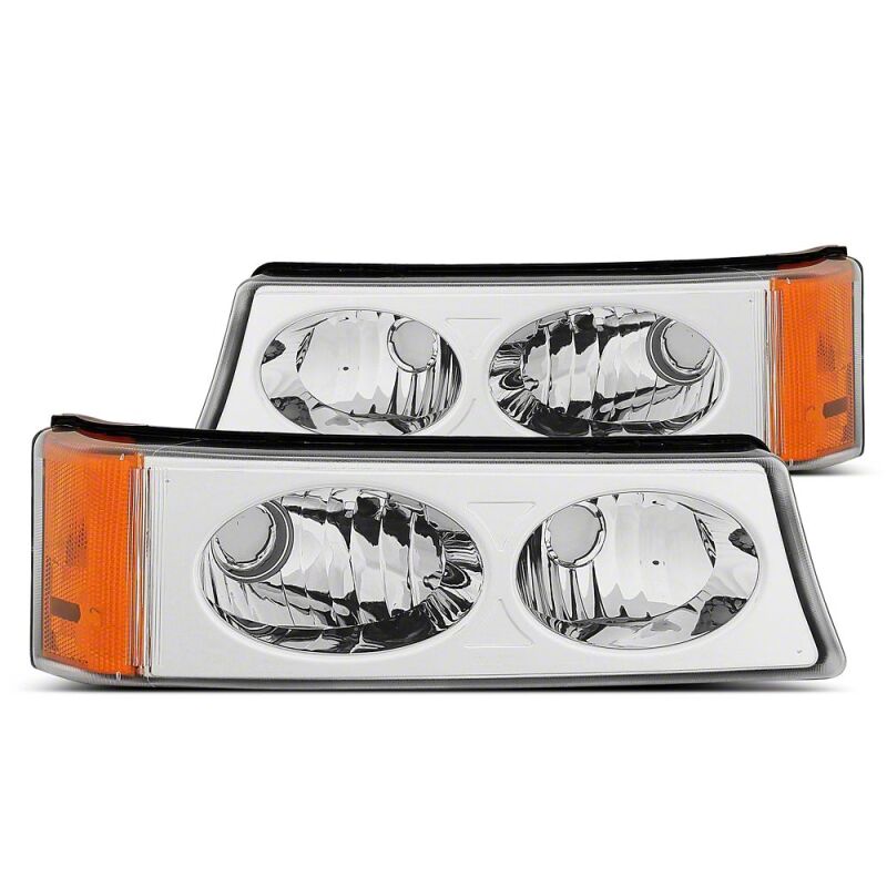 Raxiom 03-06 Chevrolet Silverado 1500 Axial Series Crystal Turn Signal/Parking Lights- Chrome - S112719 - front view