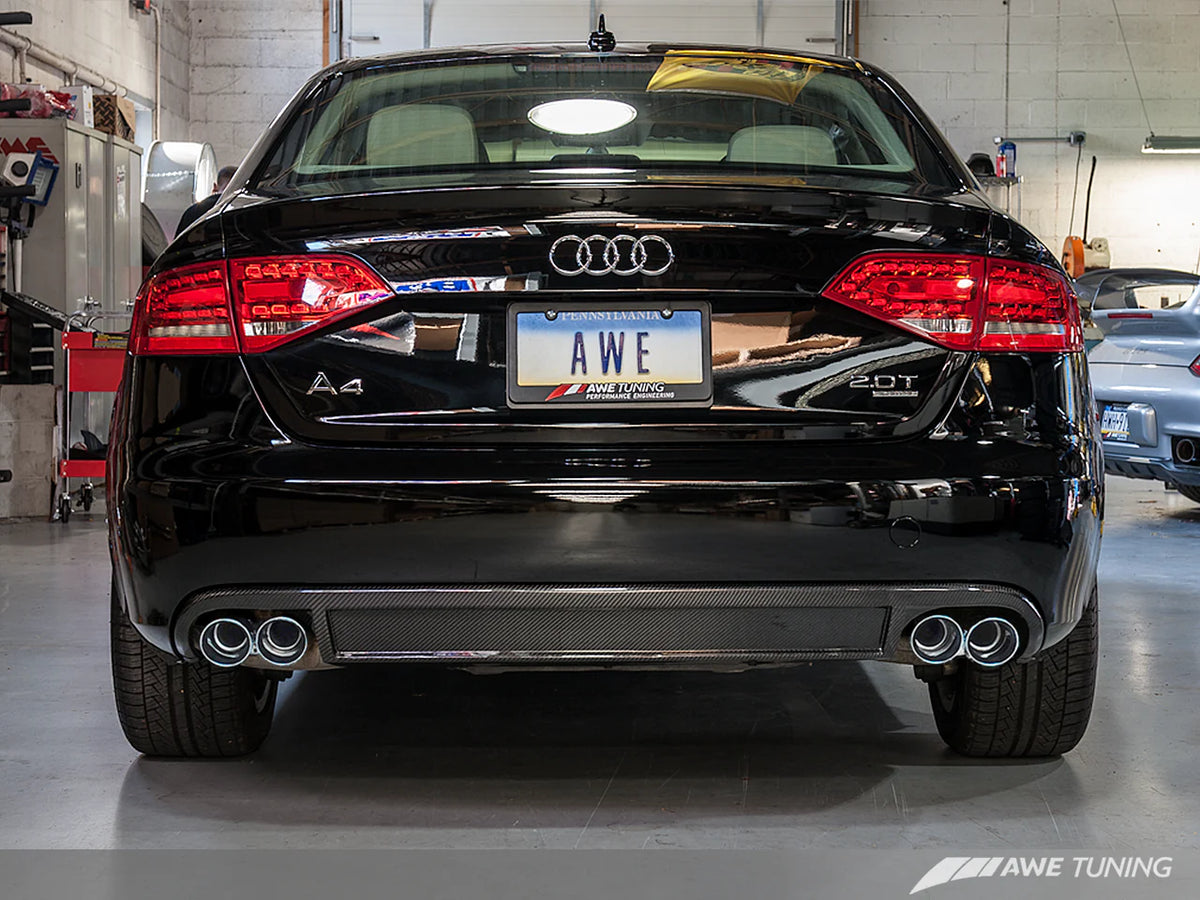 AWE Tuning Audi B8 A4 Touring Edition Exhaust - Quad Tip Diamond Black Tips - Does not fit Cabriolet - 3015-43020