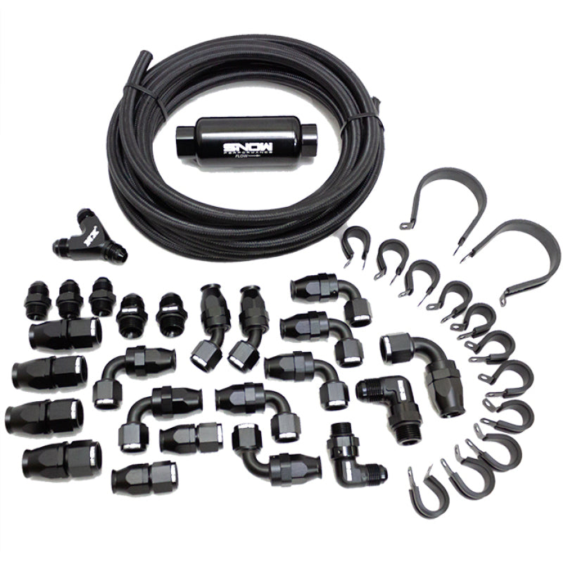 Snow Performance 8AN Braided Stainless Fuel Line Kit - Black Line - SNF-60801B