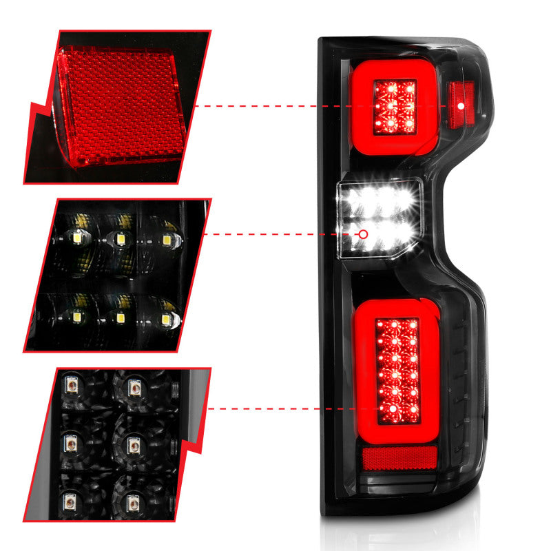 Anzo 19-21 Chevy Silverado Work TruckFull LED Tailights Black Housing Clear Lens G2 (w/C Light Bars) - 311417