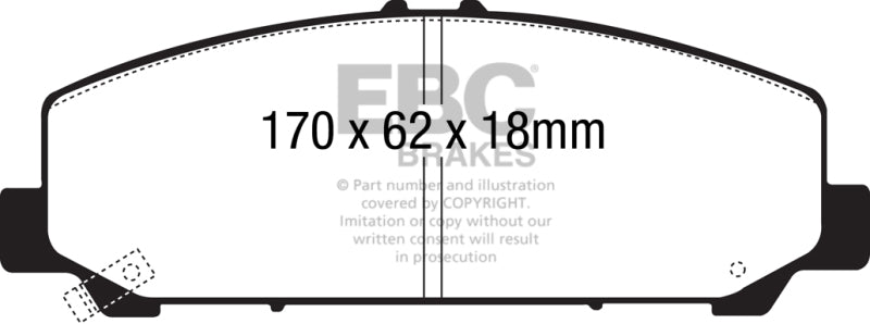 EBC 06-07 Infiniti QX56 5.6 (Akebono) Ultimax2 Front Brake Pads - UD1286 for 2006-2023 Nissan Armada - front view
