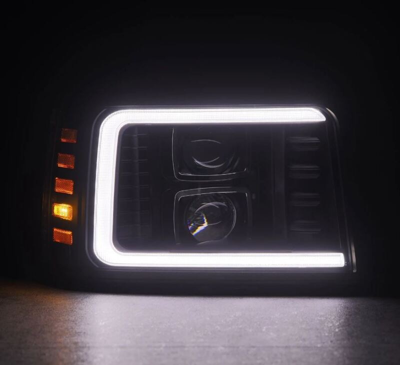 AlphaRex 92-96 Ford F-Series/Bronco LUXX-Series Proj Headlights Blk w/Actv Light SeqSig &amp; SBDRL - 880268