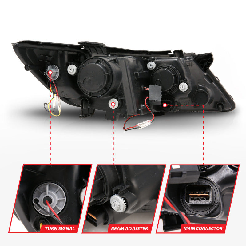 ANZO 2011-2013 Kia Optima Projector Headlights w/ Halo Chrome (CCFL) - 121459