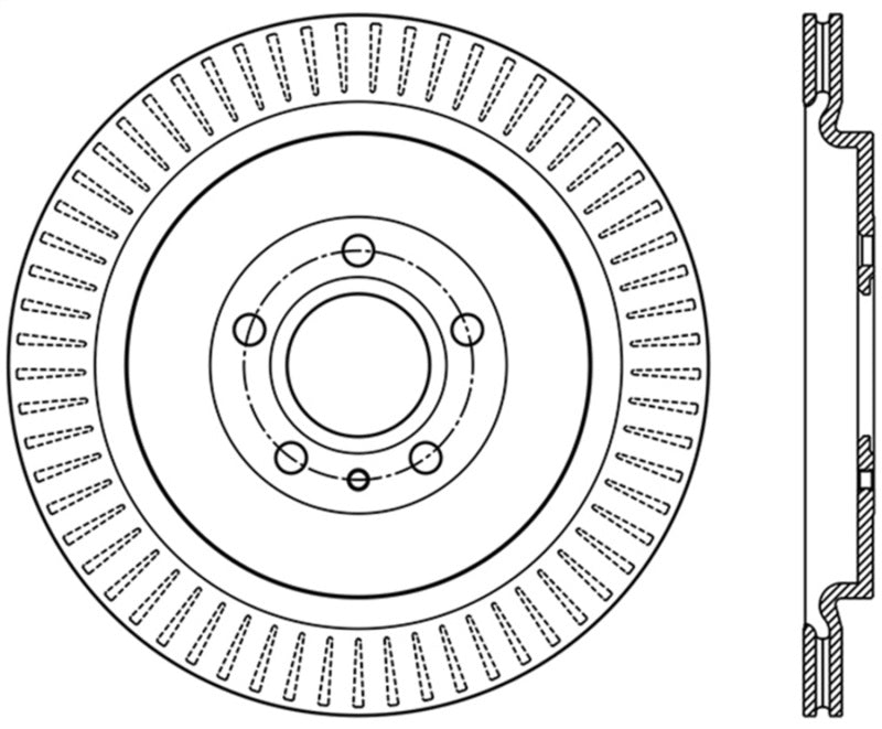 StopTech Premium High Carbon 13-14 Ford Mustang/Shelby GT500 Right Rear Disc Drilled Brake Rotor - 128.61105R